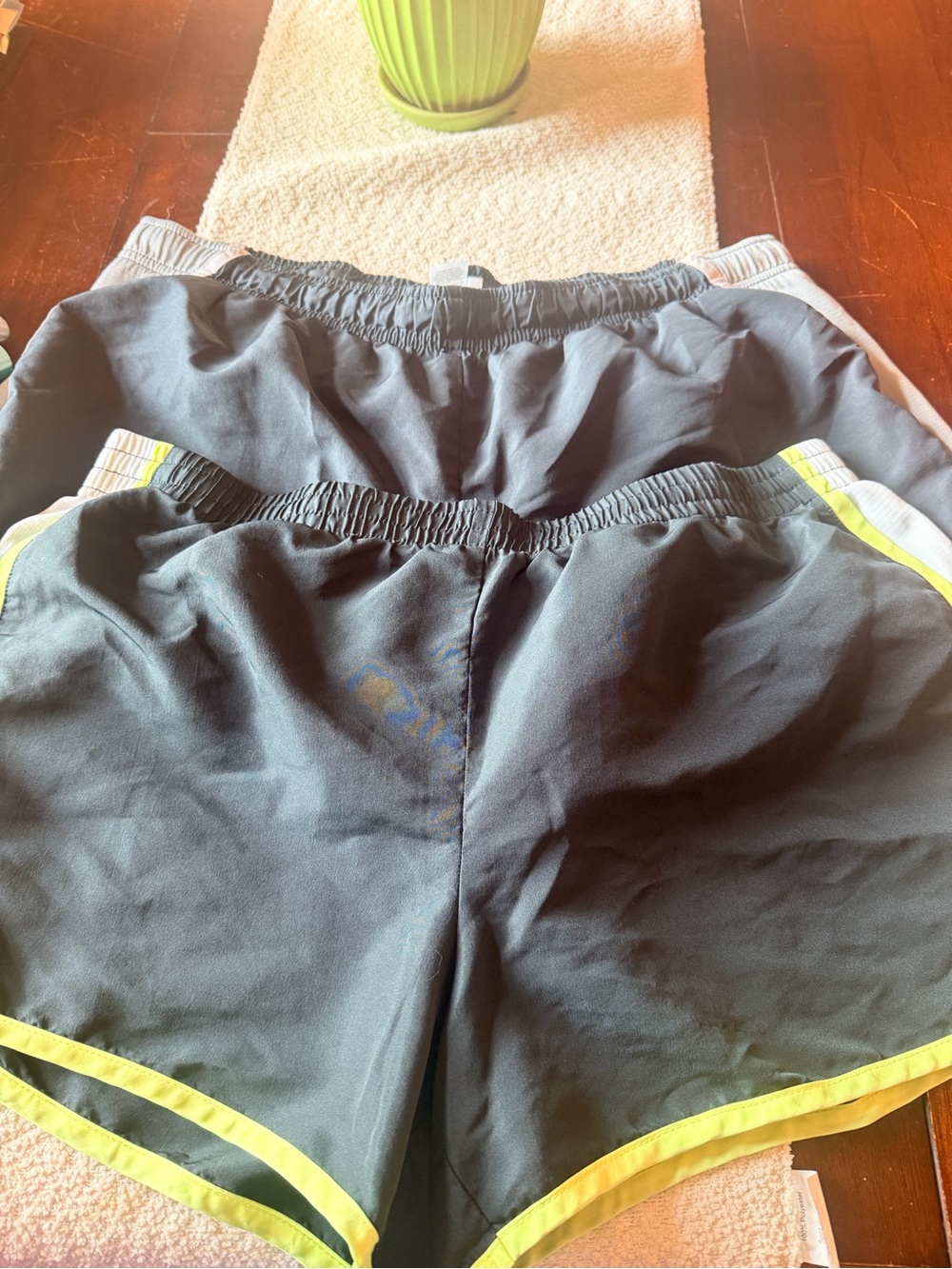 Danskin Now Black Shorts with Neon Yellow Trim